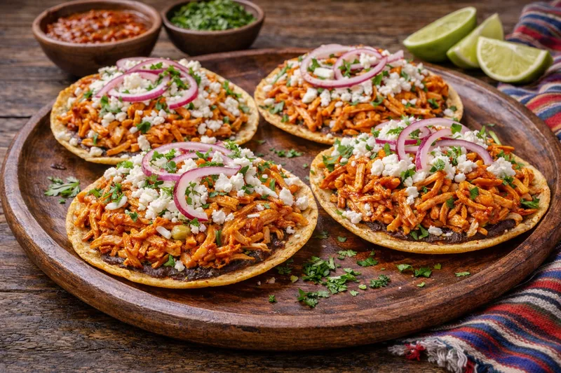 Tostadas de Tinga de Pollo
